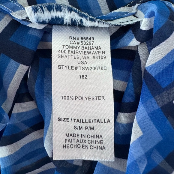 Tommy Bahama Women’s Sheer Blue Stripe Cover-Up Small - Picture 6 of 7